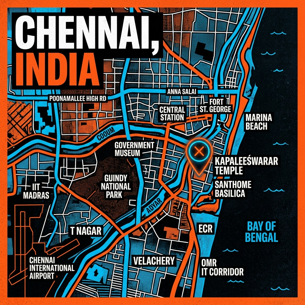 Map showing Ninety5 Studio location in Chennai